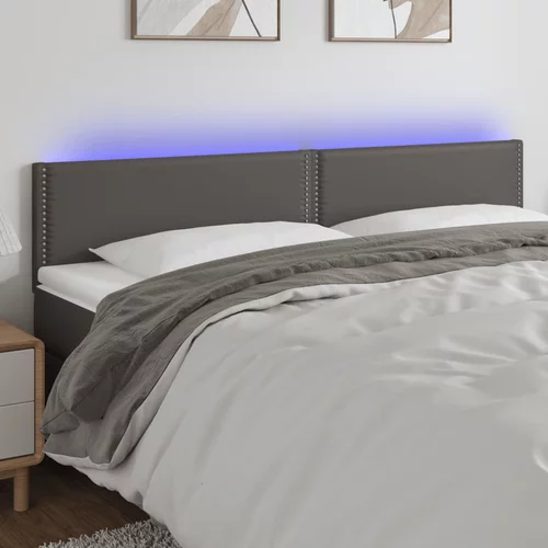 vidaXL LED posteljno vzglavje sivo 160x5x78/88 cm umetno usnje