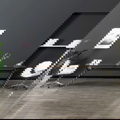 vidaXL Vrtljiv jedilni stol belo umetno usnje Cene