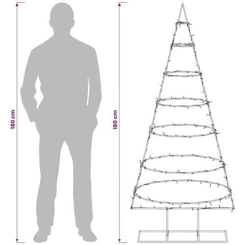  Metalno božićno drvce sa stalkom KUOPIO 180 cm Topla bijela - 180 cm Crna s LED svjetlima Slike