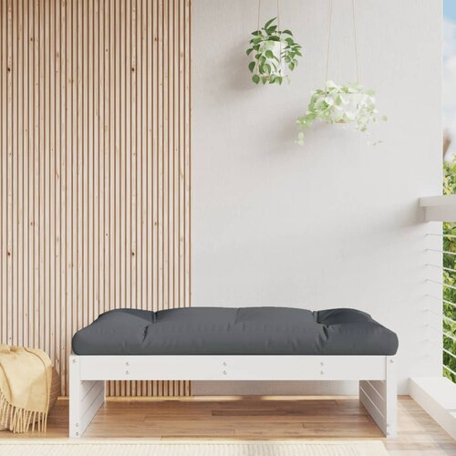 VidaXL Vrtni stolček za noge bel 120x80 cm trdna borovina Slike