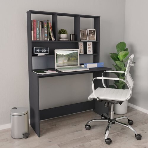  Radni stol s policama sivi 110 x 45 x 157 cm od iverice Cene