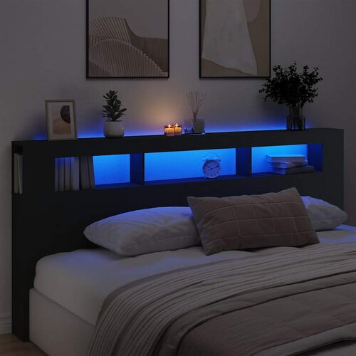  LED uzglavlje crno 220x18,5x103,5 cm konstruirano drvo Cene