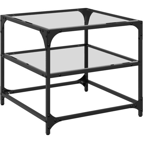 Maison Chic Klubska mizica - kavna mizica - Nizka mizica s stekleno povr&amp;scaron;ino 50x50x45 cm jeklo, (21752982) Slike