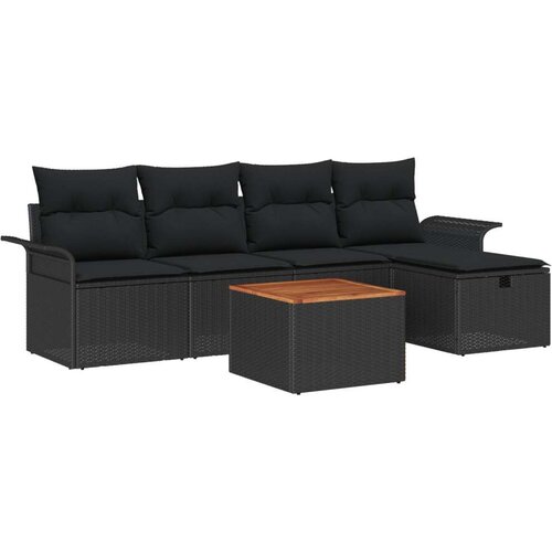 Set vrtne sofe od 6 dijelova s jastučićima crna poliratan Sofa za vrt s pohranom i jastučićima za 2 osobe crna poliratan Cene