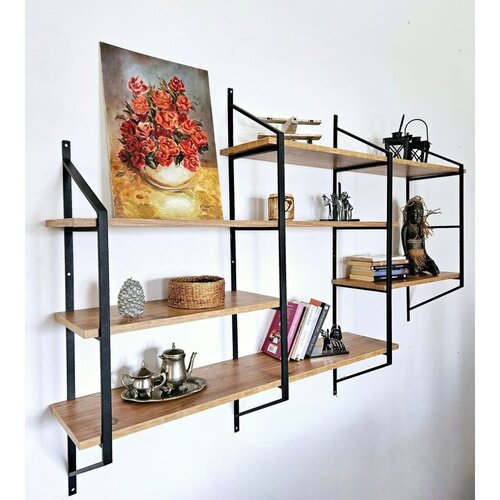 Hanah home Raffy7 BlackAtlantic Pine Wall Shelf OŠTEĆENO Slike