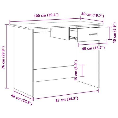  Radni stol boja dimljenog hrasta 100x50x76 cm konstruirano drvo Slike
