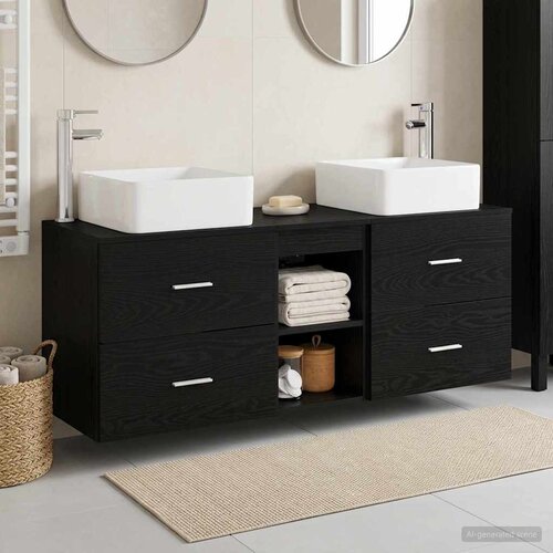  Set ormarića za kupaonicu 3 kom. Crni hrast 49,5 x 41 x 63 cm Cene
