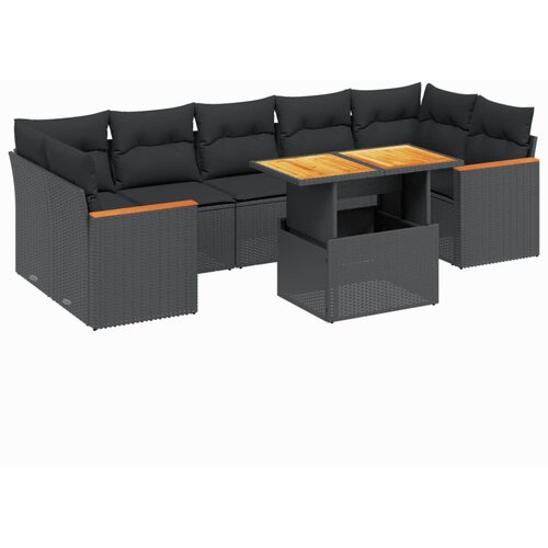 Maison Chic Seti vrtnega pohištva - Vrtna garnitura - Vrtni pohištvo set 8-delna z blazinami črn poli ratan, (21800757) Cene
