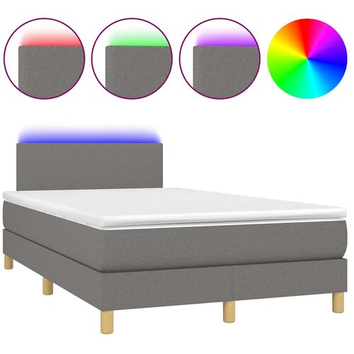  box spring s madracem LED tamnosivi 120 x 200 cm tkanina Slike