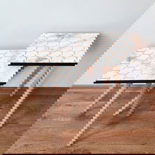 Hanah home 2Shp1 - white whitegold nesting table (2 pieces) Cene