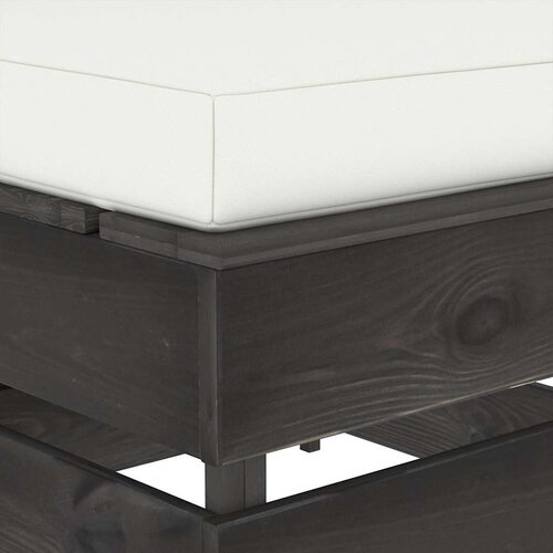  Modularna srednja sofa s jastucima od sivo impregniranog drva Krema Slike