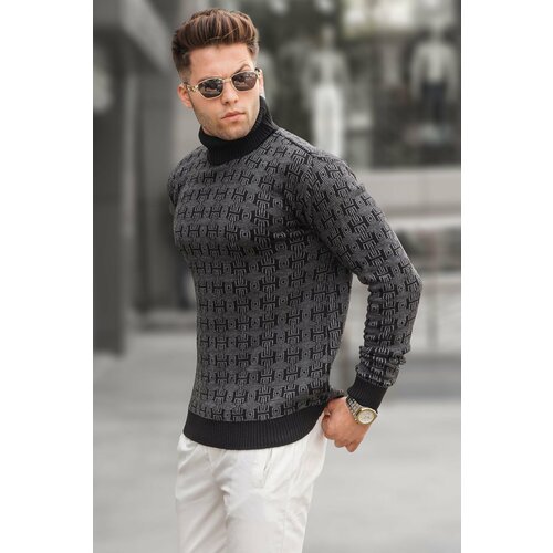 Madmext Black Patterned Turtleneck Knitwear Sweater 5768 Slike