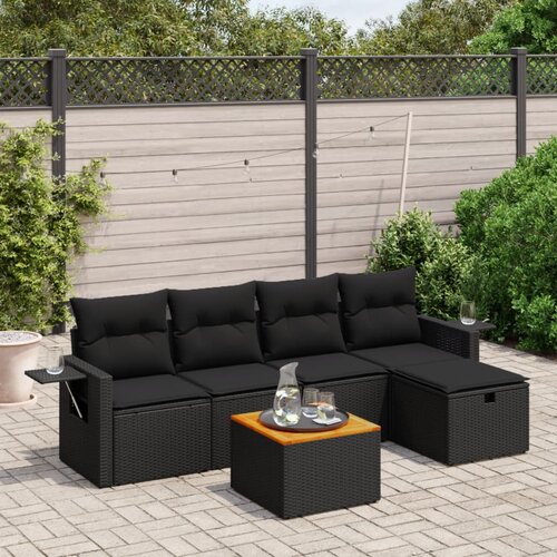 vidaXL 6-dijelni set vrtnih sofa s jastucima crni od poliratana Cijene