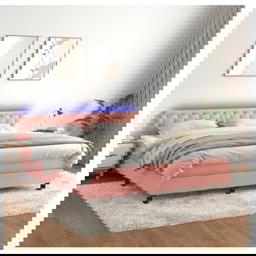 VidaXL Box spring postelja z vzmetnico LED roza 160x200 cm z Slike