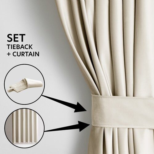 Restilo Bež zavjesa za djelomično zamračenje od samta 140x270 cm Pleat &amp;ndash; Slike