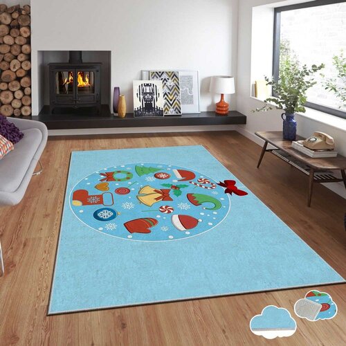 Conceptum Hypnose tepih s novogodišnjim motivima Asr-Crpt-7, pravokutni, 80 x 140 cm, plavi Cene