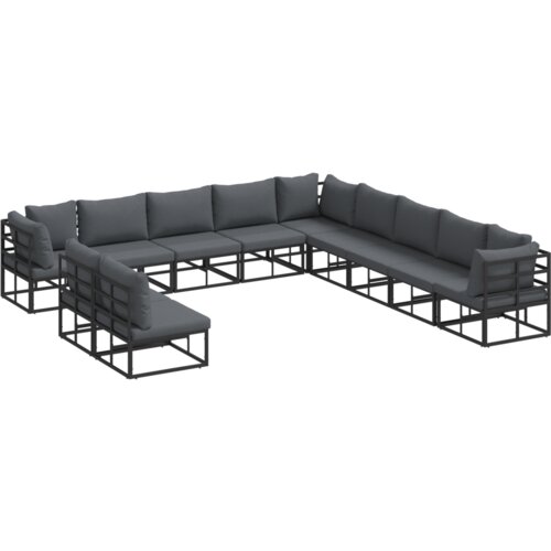 VidaXL Vrtna sedežna garnitura 11 pcs Črna 70 x 70 x 32 cm Aluminij Slike