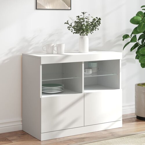 vidaXL Komoda z LED diodami bela 81x37x67 cm Cene