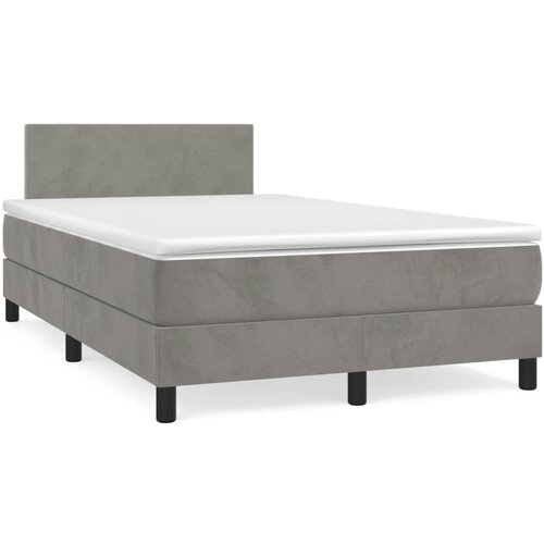 VidaXL Box spring postelja z vzmetnico svetlo siva 120x190 cm žamet Slike