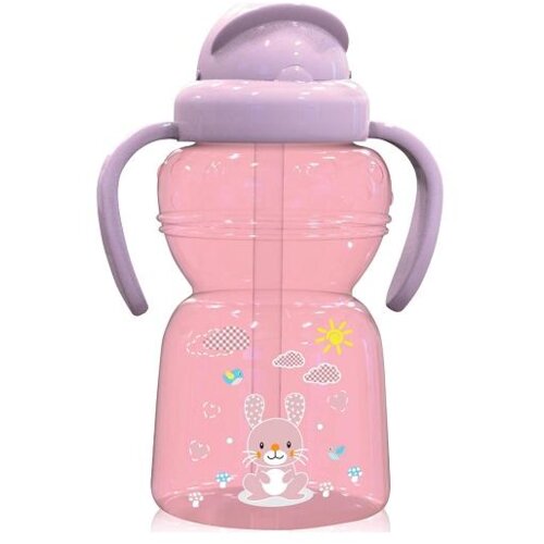 Sportska flasica sa slamcicom 12+ animals sa rucicama blush pink ( 10200770002 ) Slike