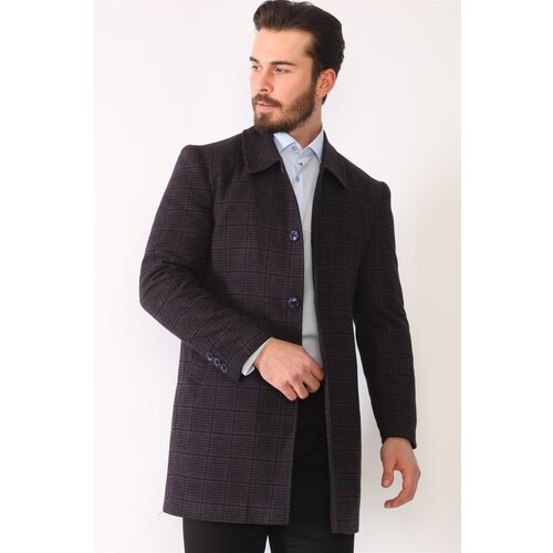Dewberry PLT8364 MEN&amp;#039;S COAT-PLAID-BURGUNDY Slike