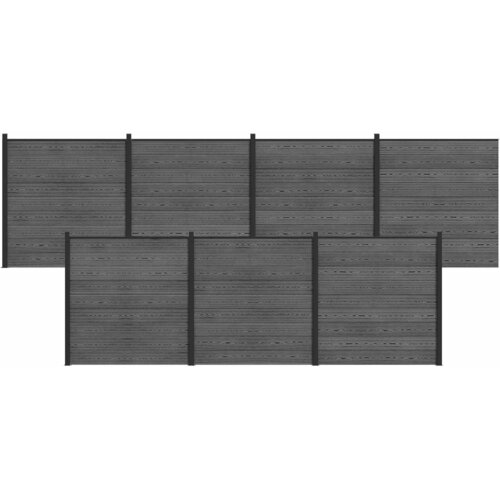 VidaXL Set ograde 7 kom. 1218 x 186 cm WPC i aluminij Siva - Siva 7 sekcija (tamno sivi stup) Slike