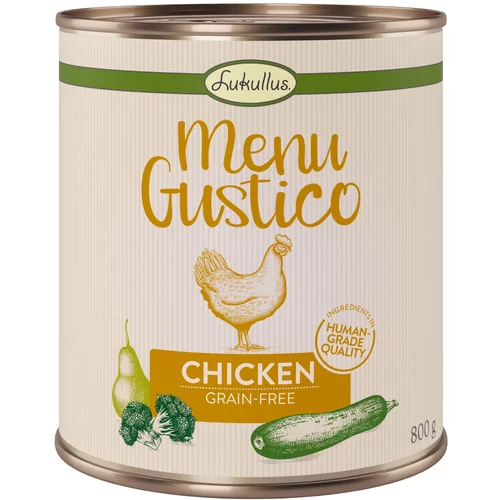 Lukullus Ekonomično pakiranje: "Menu Gustico" 12 x 800 g - Piletina s brokulom, tikvicama i kruškom