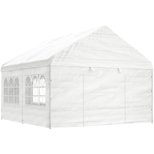 vidaXL Paviljon s streho bel 4,46x4,08x3,22 m polietilen Cene