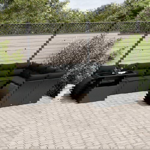 vidaXL 10-dijelni set vrtnih sofa s jastucima crni od poliratana Cijene