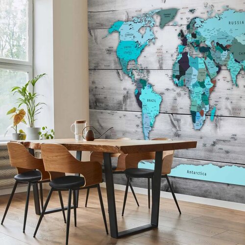  Foto tapeta - World Map: Blue Continents 196x140 Samoljepljiva Cene