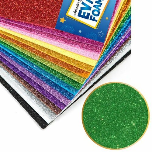  Samolepljiva glitter eva pena tamno zelena 10/1 milla Slike
