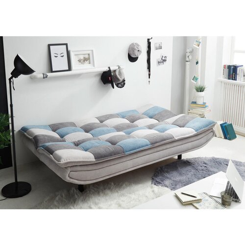 MID.YOU ZOFA S POSTELJNO FUNKCIJO, modra, srebrne barve, temno siva tekstil, leseni material Slike