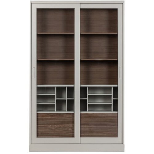 WOOOD Svijetlo siva/u prirodnoj boji vitrina od masivnog bora s kliznim vratima 125x200 cm James – Cijene
