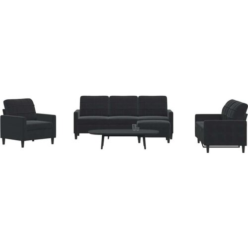  4-dijelni set sofa s jastucima crni baršunasti Cijene