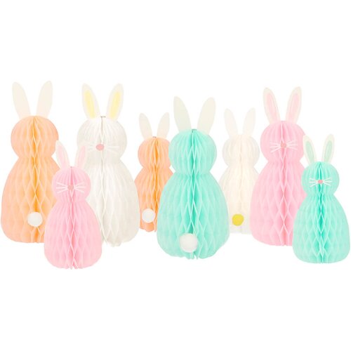 Meri Meri set 8 papirnatih okraskov honeycomb spring bunnies Slike