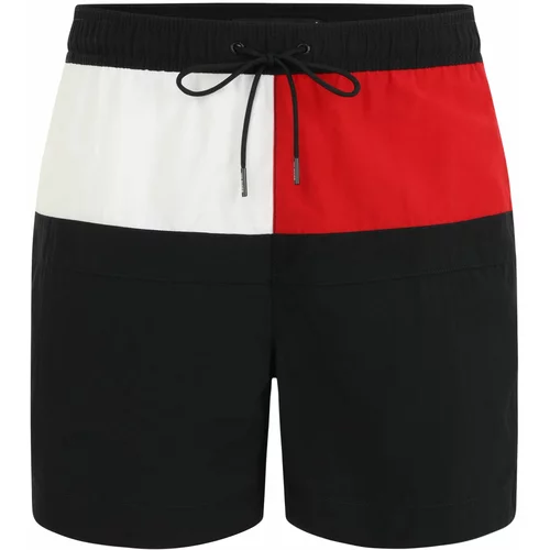 Tommy Hilfiger Underwear Kratke kopalne hlače 'MEDIUM DRAWSTRING' mornarska / ognjeno rdeča / bela