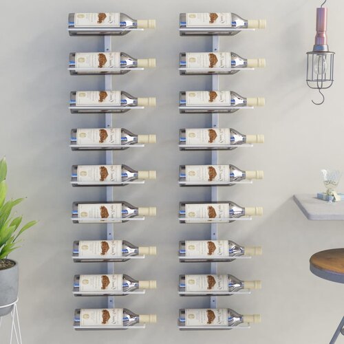 vidaXL Zidni stalak za vino za 9 boca 2 kom bijeli željezni Cijene