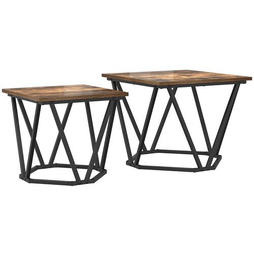  Set pomoćnih stolića 2 pcs Dimljeni hrast Slike