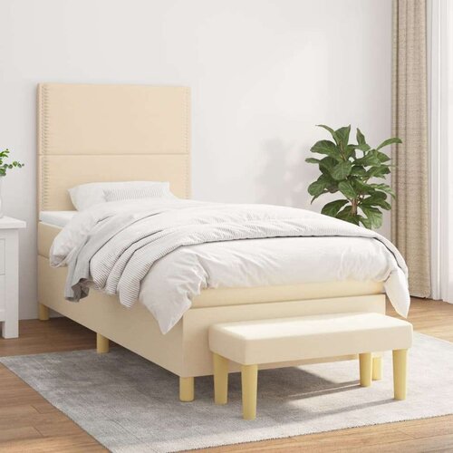  Krevet s oprugama i madracem krem 90 x 200 cm od tkanine Cijene
