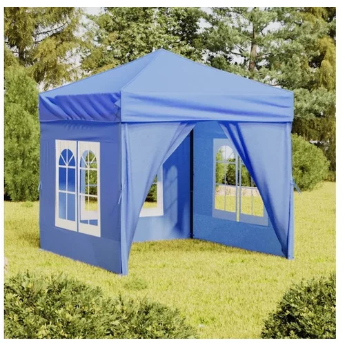  Zložljiv vrtni šotor s stranicami moder 2x2 m