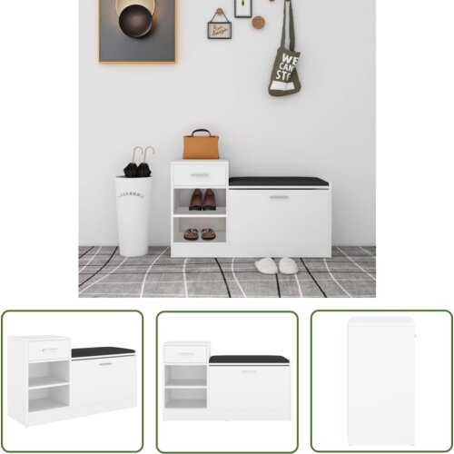 The Living Store Klop za čevlje bela 94,5x31x57 cm inženirski les - Klop Za Čevlje, (21744350) Cene