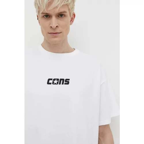 Converse Bombažna kratka majica moški, bela barva