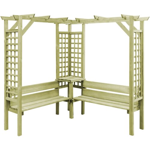 vidaXL Kotna pergola s klopjo impregnirana borovina Cene