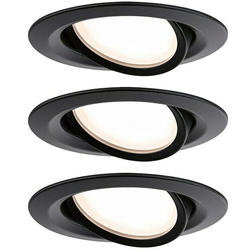 PAULMANN Nova LED ugradbena svjetiljka, okrugla (18 W, Crna, Topla bijela, 3 Kom.) Slike