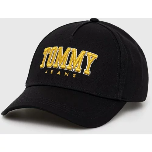 Tommy Jeans Bombažna bejzbolska kapa črna barva