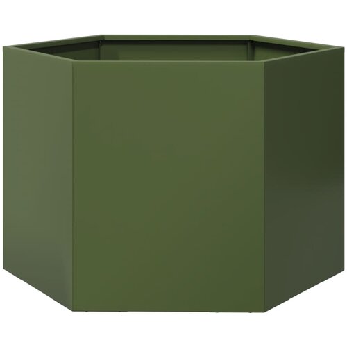 Maison Chic Vrtno korito - Greda - Cvetlični Lonec olivno zelena šestkotnik 69x60x45 cm jeklo, (21788804) Cene