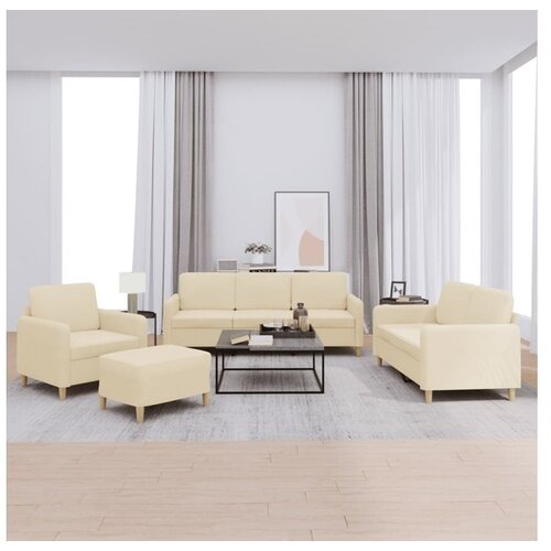 VidaXL 4-dijelni set sofa s jastucima krem od tkanine Slike