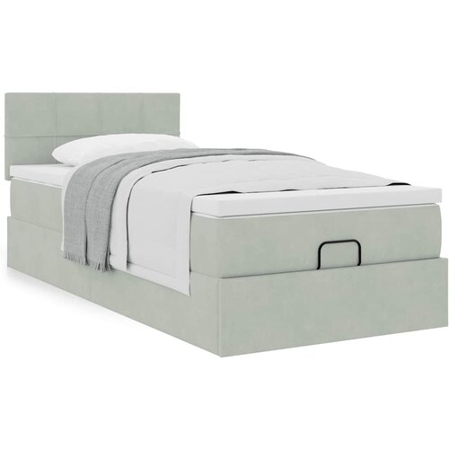 VidaXL Otomanski posteljni okvir z vzmetnico siv 80x200 cm žamet Slike
