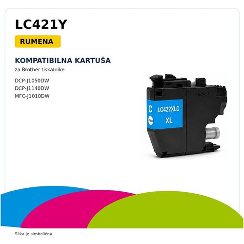  Kompatibilna kartuša za Brother LC421Y za DCP-J1050DW, DCP-J1140DW, MFC-J1010DW – rumena Cene