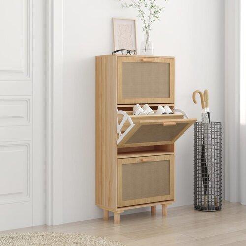 vidaXL Ormarić za cipele smeđi 52 x 25 x 115 cm drvo i prirodni ratan Cijene